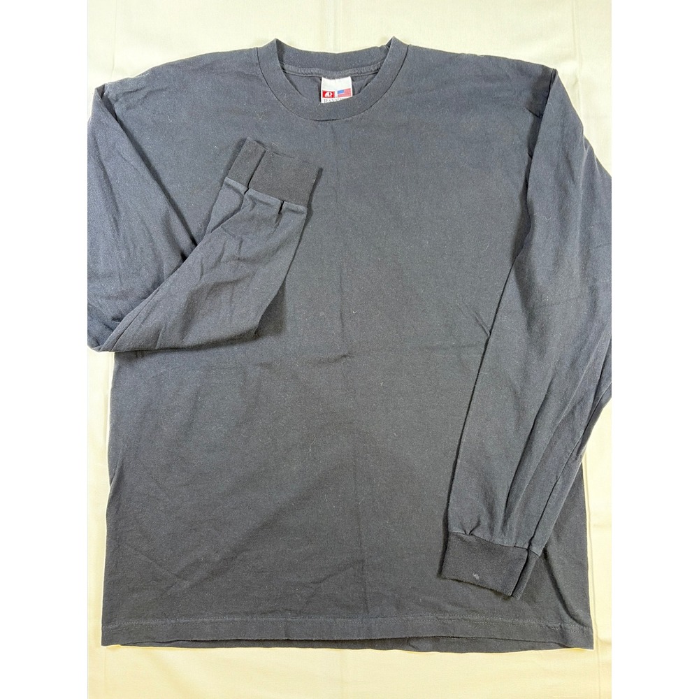 Y2K Bayside Heavy Weight Long Sleeve T-Shirt Mens XL Black Cotton Made in USA